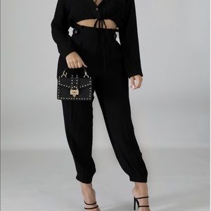 Stepping in black two piece set.